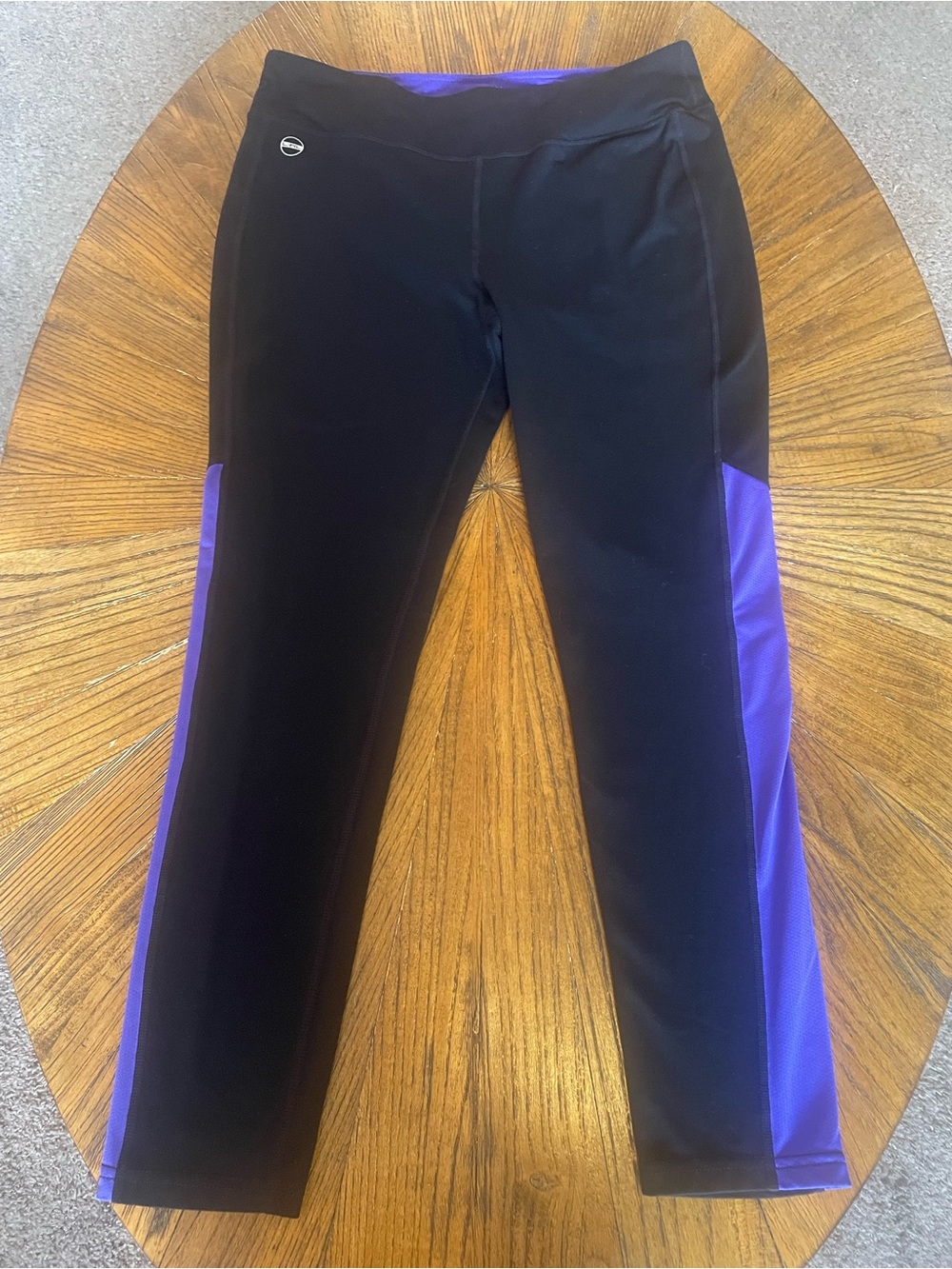 Ralph Lauren Black Leggings with Purple Side Panels